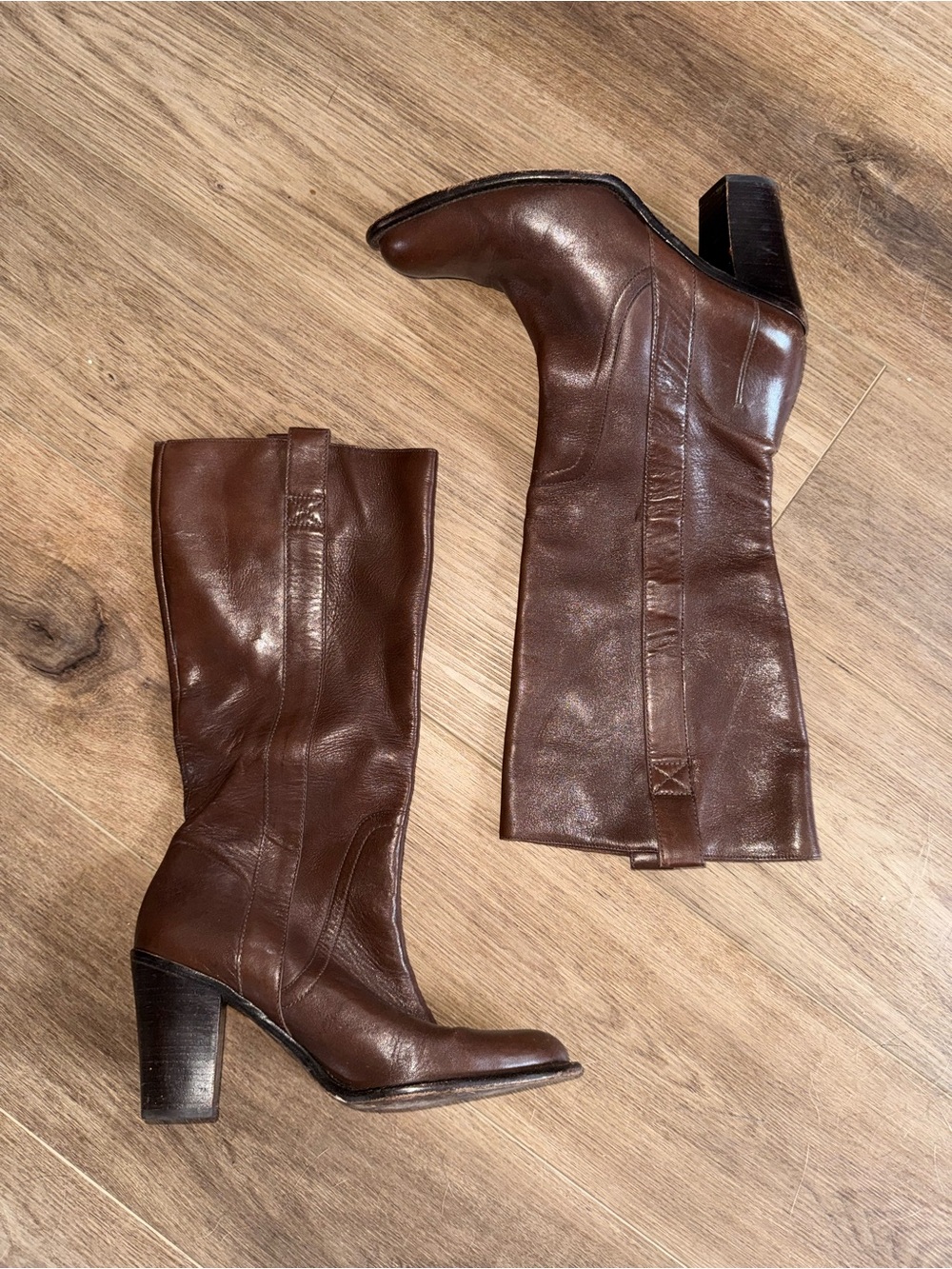 Banana Republic Brown genuine Leather Mid-Calf Heeled Boots Size 10